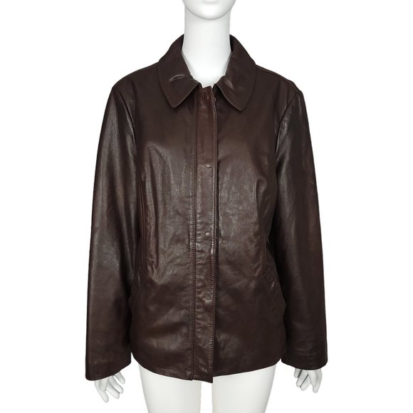 Eddie Bauer Jackets & Blazers - EDDIE BAUER Women's Lamb Leather Jacket XL Petite XLP Brown Full Zip Lined